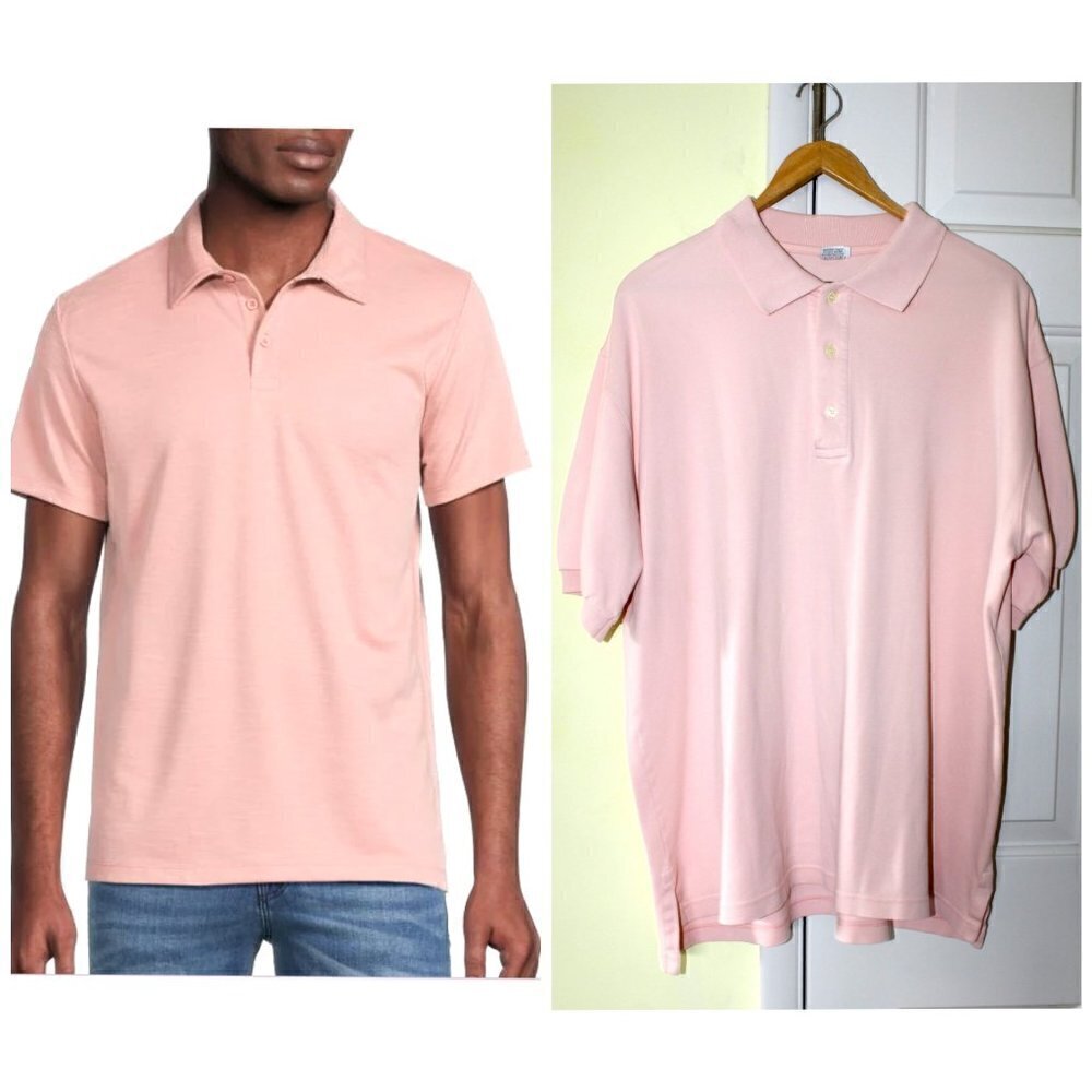 Peruvian Connection Solid men Peach Pink polo T-Shirt Size XL 100% Pima cotton